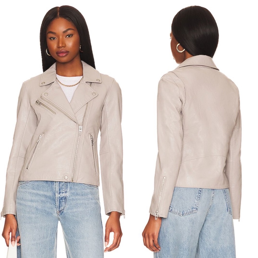 BLANK NYC Nude Faux Leather Moto Jacket